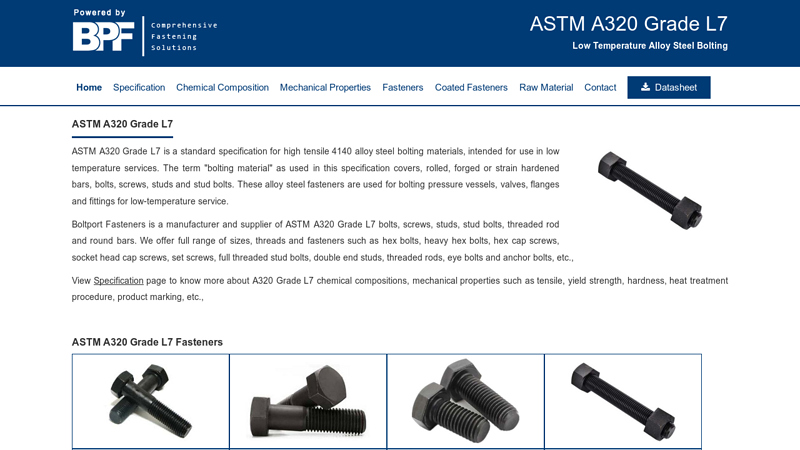 ASTM A320 Grade L7 - Boltport Fasteners