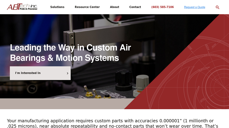 Custom Air Bearings | ABTech Inc.