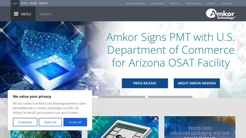 Amkor Technology - Semiconductor IC Packaging, Design & Test Services