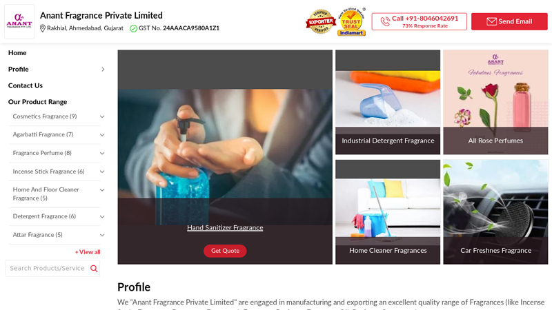 Anant Fragrance Private Limited - Manufacturer of Cosmetics Fragrance & Agarbatti Fragrance from Ahmedabad