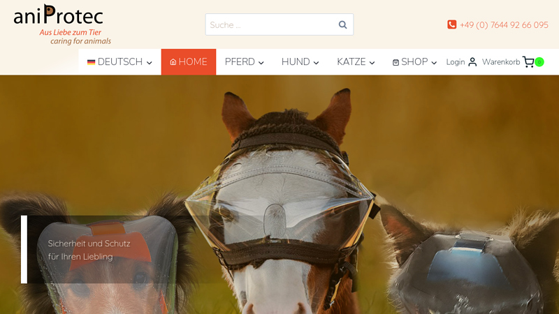 Homepage | aniProtec - caring for animals | Schutzmasken fr Pferd, Hund und Katze