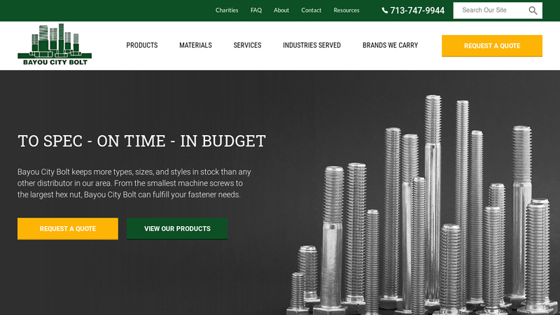 Industrial Fastener Distributor - Bolt Supplier Houston | Bayou City Bolt & Supply