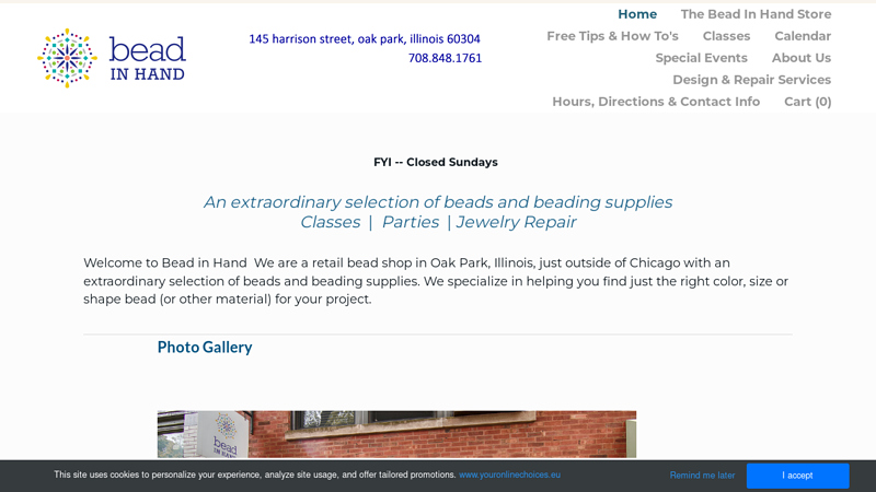 BEAD IN HAND, 145 HARRISON STREET, OAK PARK, ILLINOIS 60304, 708-848-1761 - Bead In Hand