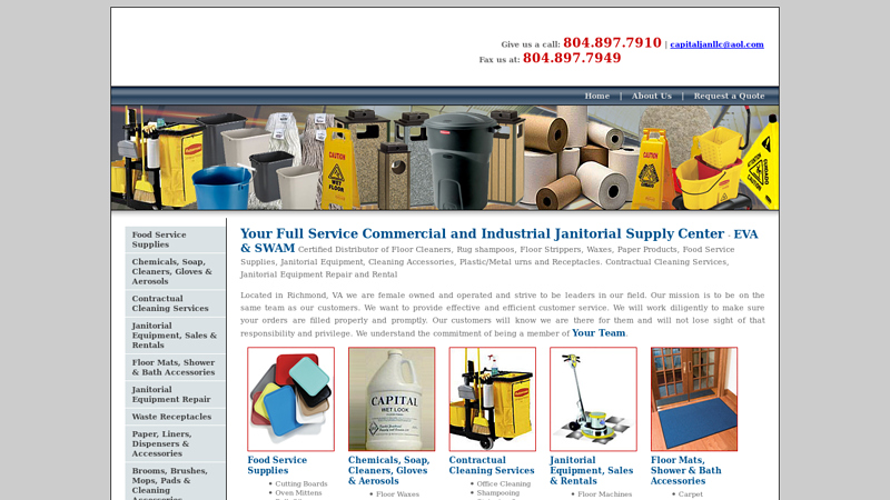 Floor Cleaners, Rug Shampooers, Floor Strippers, Waxes, Paper Products, Food Service Supplies: Capital Janitorial Supply & Service LLC