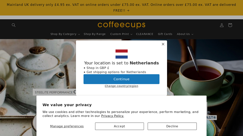 Coffeecups - Custom Printed Crockery with No Minimum Order Quantity C Coffeecups.co.uk