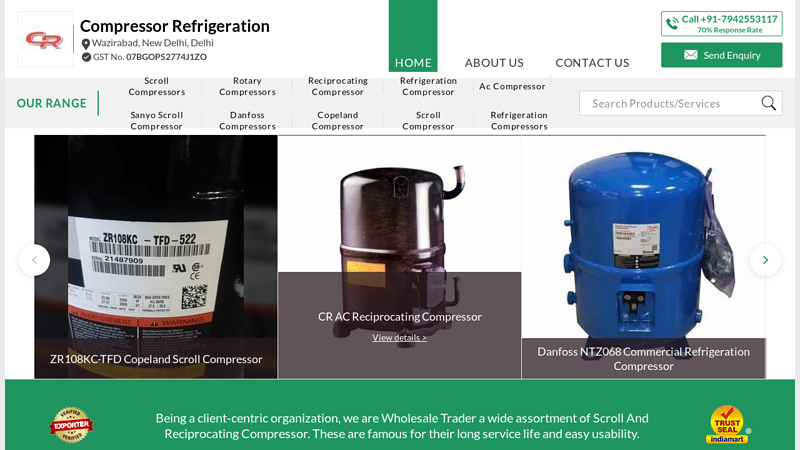 Compressor Refrigeration, New Delhi - Manufacturer of Scroll Compressors and Rotary Compressors