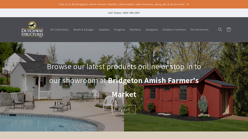 Amish Sheds, Gazebos, Pavilions, Pergolas, Swing Sets, Lawn Furniture C Dutchway Structures