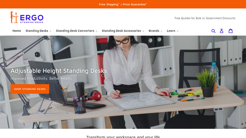 Ergo Standing Desks | Ergonomic Sit Stand Desks & Accessories