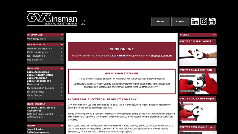 GV Kinsman Electrical Products - Heat shrink - High Voltage Joint & Termination cable lugs - Cable Pits - Cable Accessories - Cable Jointing - Earthing Clamps & Rods
