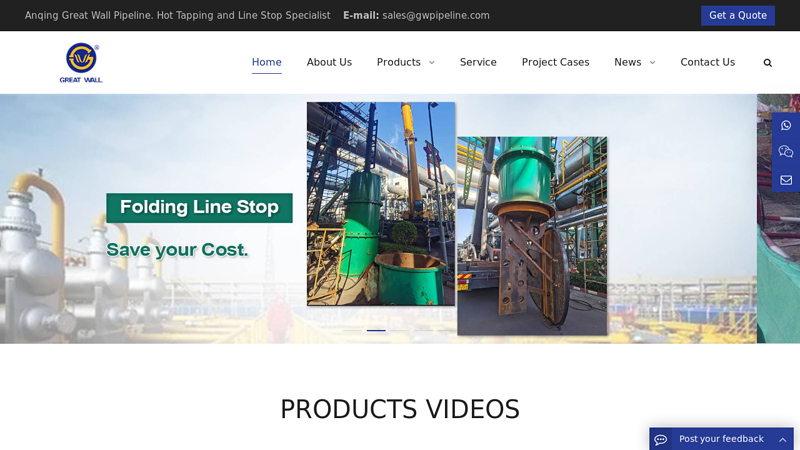 ANQING GREAT WALL PIPELINE CO.,LTD - Anqing Great Wall Pipeline. Hot Tapping and Line Stop Specialist