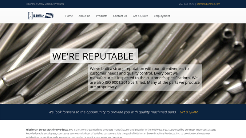Hibshman Screw Machine Products | Committed to providing quality machined parts