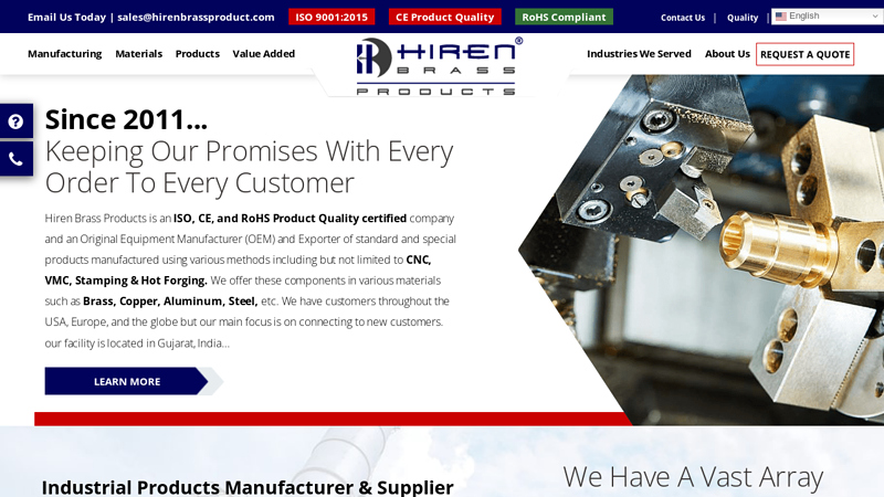 Metal Components Manufacturer | Hiren Brass Products