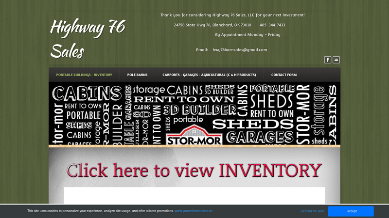 Highway 76 Sales - Portable Sheds, Barns, Garages