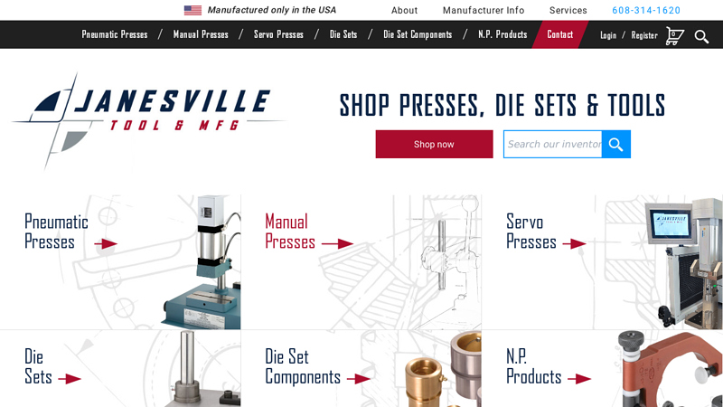 Arbor Press & Die Set Manufacturing Company | Manual & Pneumatic | Janesville Tool & Manufacturing, Inc. Janesville, Wisconsin 53546