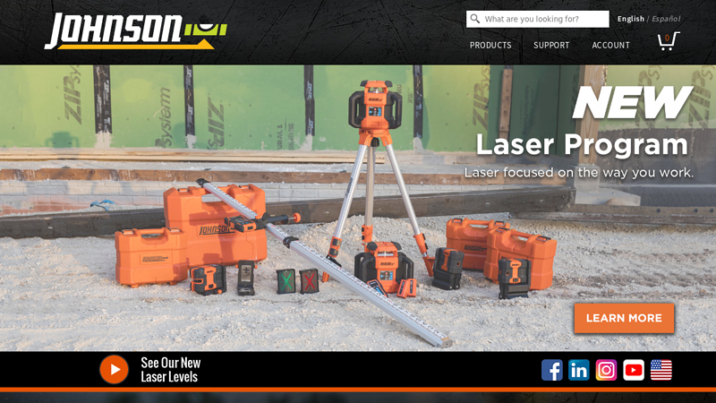 Levels | Laser Levels | Rotary Laser Levels | Construction Measuring Tools | Spirit Level | Builder Levels | Johnson Level & Tool Mfg Company