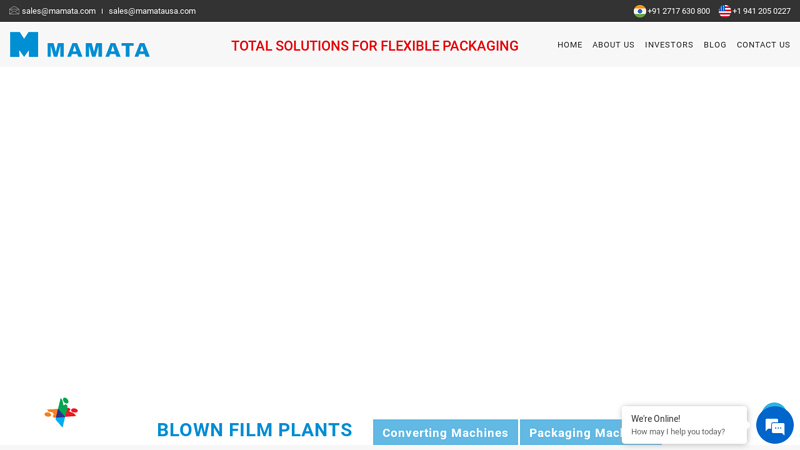 Manufacturer, Supplier Packaging Machines at India | Mamata Machinery