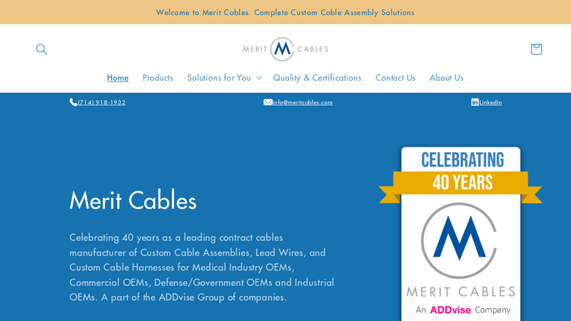 Medical Cables Manufacturer C Custom Cable Assembly Manufacturing Solutions | Merit Cables Inc