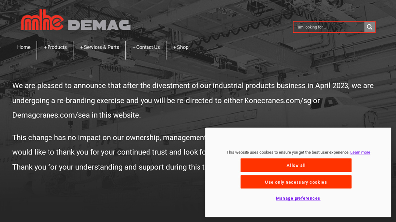 MHE-Demag Overhead Cranes & Parts Supplier & Manufacturer in Malaysia, Philippines, Indonesia, Singapore, Thailand, Taiwan, Vietnam %