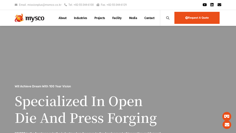 The Frontrunner in Forging Technology | MYSCO
