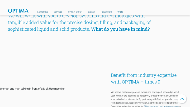 OPTIMA C packaging and filling machines from the technology-leading manufacturer