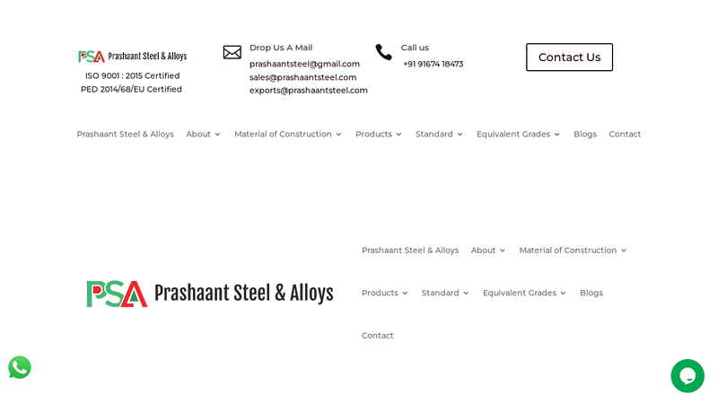 Steel Supplier & manufacturer - Prashaant Steel & Alloys