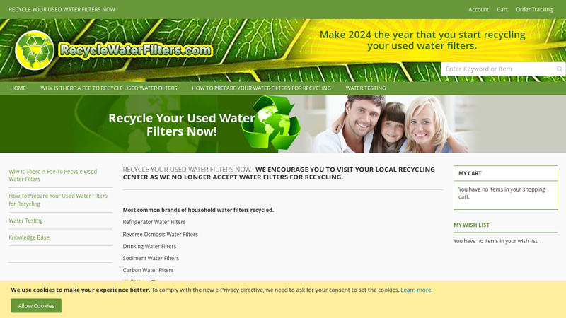 Recycle Used Water Filters.