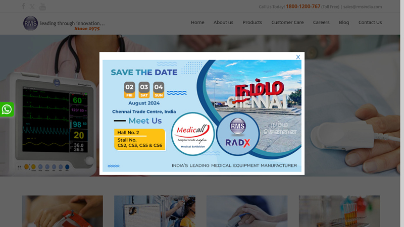 RMSINDIA | ECG Machine | EEG Machine | X ray Machine | Biochemistry Analyzer | EMG Machine | PSG Machine | TMT Machine | Patient Monitor | C-arm