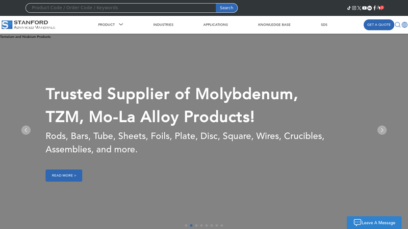 Global Supplier of Fabricated Products & Machining Parts | Stanford Advanced Materials