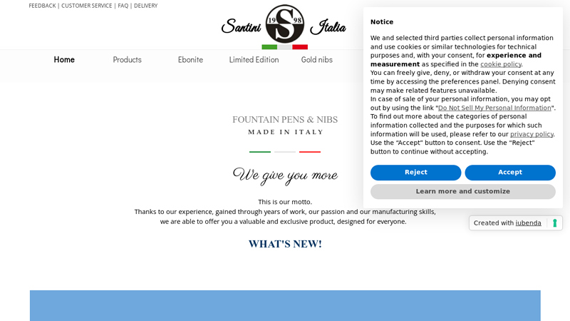 Home - Santini Italia Fountain pens and nibs Made in Italy