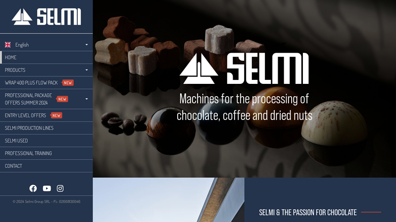 Selmi Group: Machinery for chocolate, coffee, nuts processing