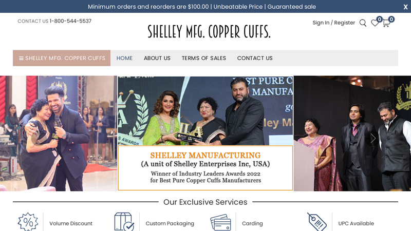Shelley Mfg. Copper Cuffs USA, Wholesale Unisex Magnetic Copper Bracelets