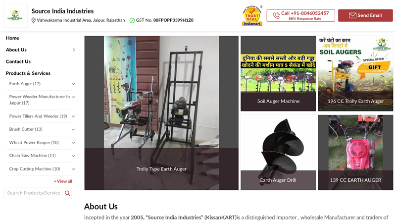Earth Auger and Power Weeder Manufacturer In Jaipur Manufacturer | Source India Industries, Jaipur