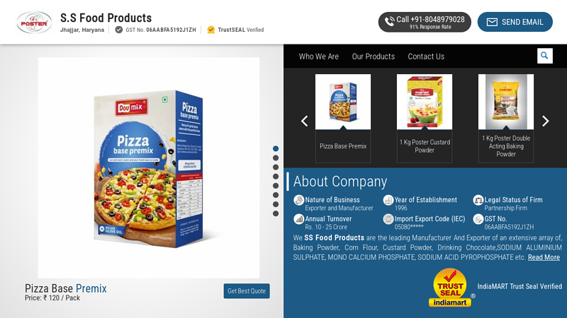 S.S Food Products, Jhajjar - Manufacturer of Food Chemical and Baking And Soda Powder