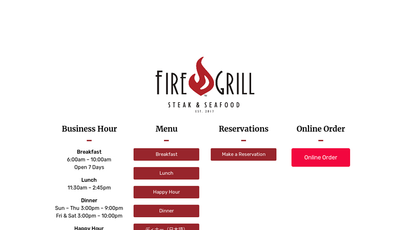 Online Menu & Online Order C Fire Grill | Waikiki