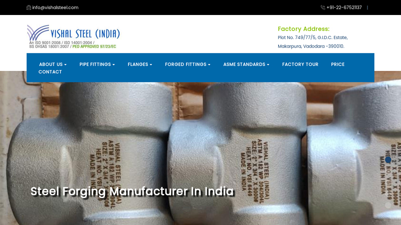 Pipe Fittings and Flanges manufacturer in India | Vishal Steel India