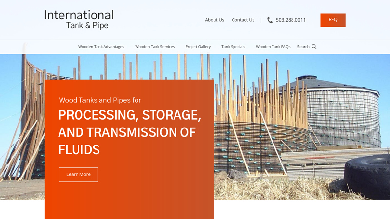 Wood Storage Tanks, Wood Pipe & Flumes and Wooden Tank Services